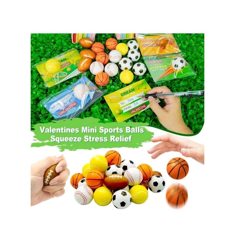 30 Pack Sports Valentines Cards Gifts for Kids School Classroom Squeeze Foam... - Picture 4 of 10